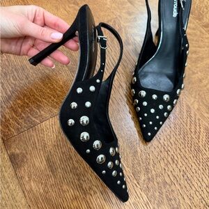Larroude Black Studded Heels